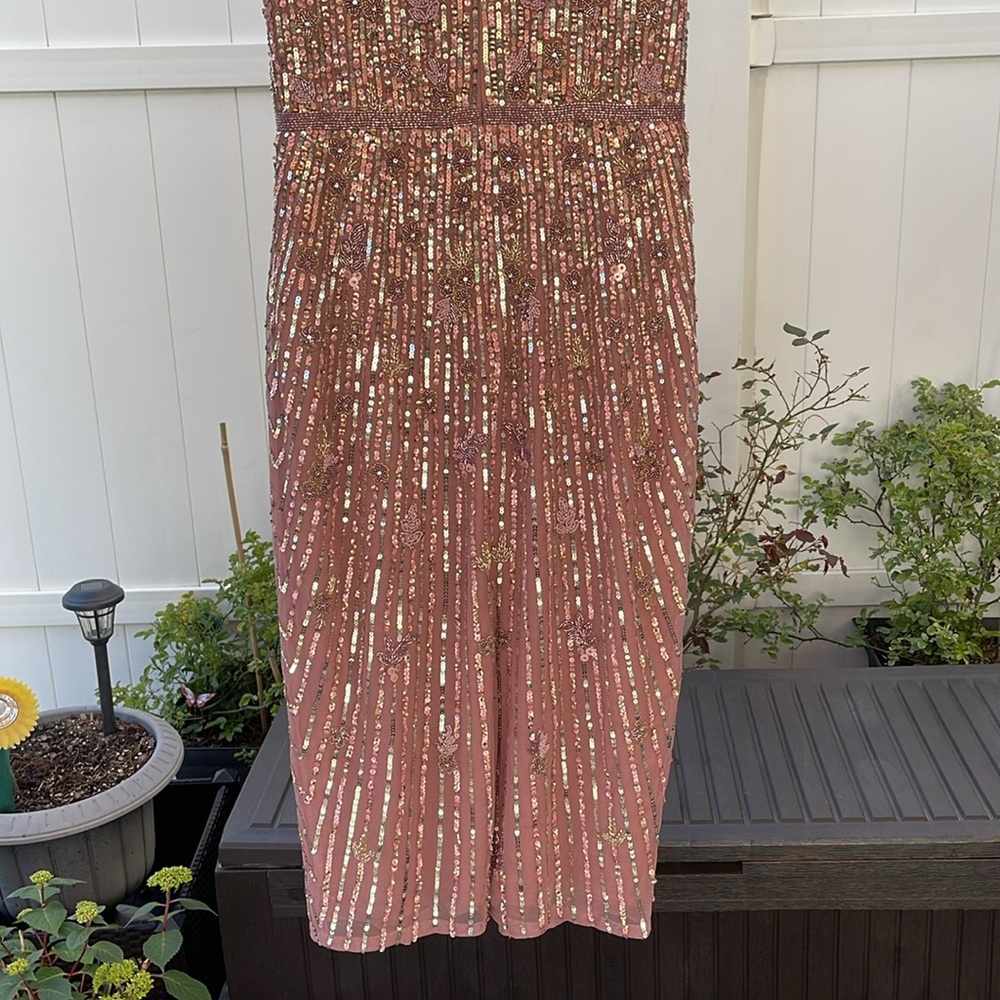 Mac Duggal - Purple Embellished Faux Wrap Flutter Sleeve Dress Size 8 - Picture 11 of 17